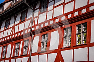 Beautiful old red and white house from Nuremberg, Bavaria, Germany