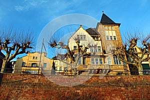 Beautiful old Romantic House at the neckar riverbank in heidelberg, Germany