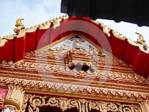 Beautiful old roof is texture colors Gold,Designed by Thai people,Temple name is Wat kaew at Bangkok Thailand