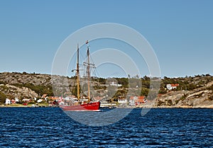 Beautiful old sailboat under the Danish flag