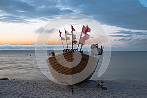 beautiful old sailship on the beach