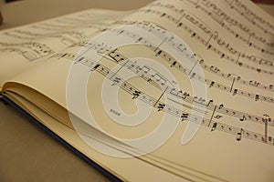 Beautiful old sheet music with a spread