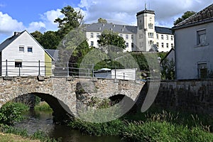 Beautiful old stone bridge in Oberkotzau Germany