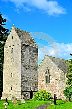 beautiful old stone medieval village church in Herefordshire in England
