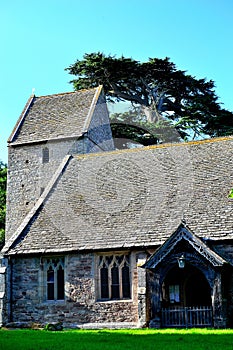 beautiful old stone medieval village church in Herefordshire in England