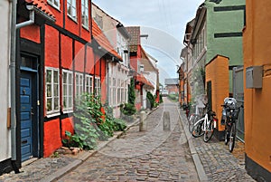 Beautiful old street in Elsinore, Denmark