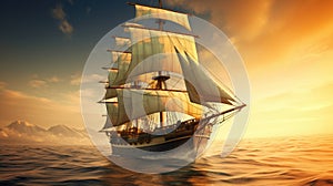 Beautiful Old-Time Sailing Ship - Split Toning and Motion Blur Panorama