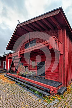 Beautiful Old town with historic wooden houses in Loviisa, Finland photo