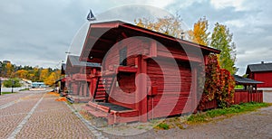 Beautiful Old town with historic wooden houses in Loviisa, Finland photo