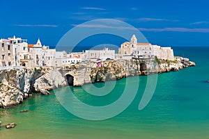 Beautiful old town of Vieste, Gargano peninsula, Apulia region, South of Italy photo