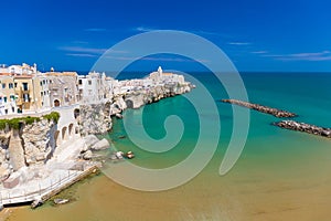 Beautiful old town of Vieste, Gargano peninsula, Apulia region, South of Italy photo