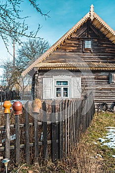 Beautiful old traditional wooden house in the village