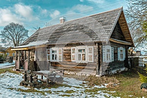 Beautiful old traditional wooden house in the village