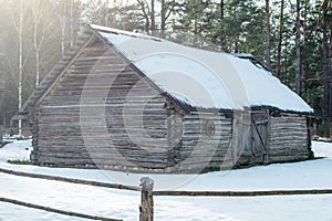 Beautiful old traditional wooden house in the village