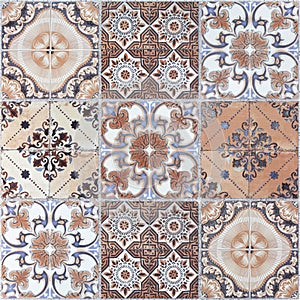 Beautiful old wall ceramic tiles patterns handcraft from thailan