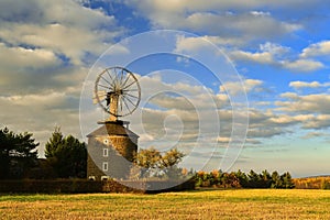 Beautiful old windmill at sunset. Ruprechtov - Czech Republic