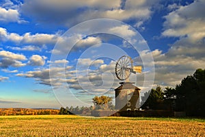 Beautiful old windmill at sunset. Ruprechtov - Czech Republic