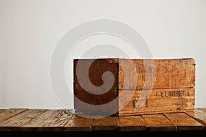 Beautiful old wine crate isolated on white