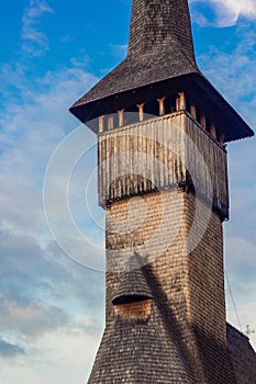 Beautiful old wooden monastery tower in Romania