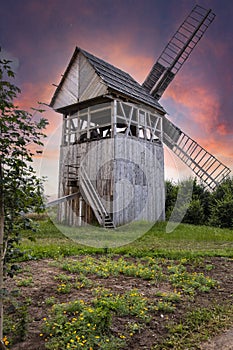 Beautiful old wooden windmill
