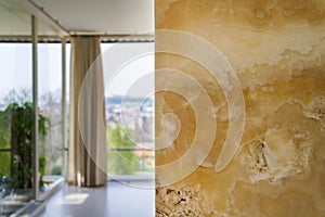 Beautiful onyx stone natural texture patterns, design wall, modern architecture, white, yellow and brown