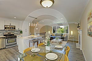 Beautiful open plan second floor living room, kitchen and dining space