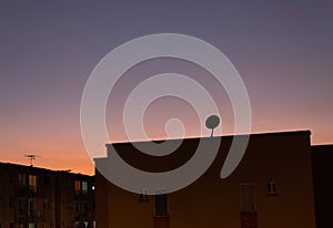 A beautiful  orange and blue city sunset captured during obligatory quarantine photo