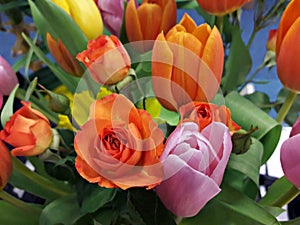 Beautiful orange an pink bouquet