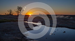 Beautiful orange sunrise at the Arabia mountain, Georgia