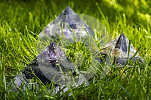 Beautiful Orgone Generator Pyramids in grass