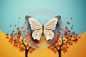 beautiful origami butterfly paper art AI generated