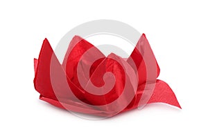 Beautiful origami flower made of red napkin
