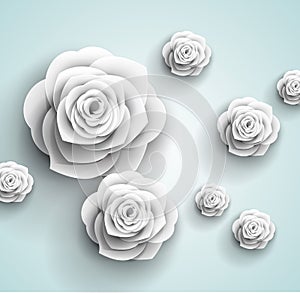 Beautiful origami flowers abstract background