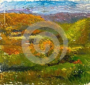 Beautiful Original Oil Painting of autumn landscape On Canvas