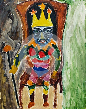 Beautiful Original Oil Painting of the king on the throne On Canvas