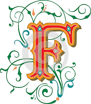 Beautiful ornament, Letter F