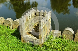 A beautiful ornamental battlement with trench photo