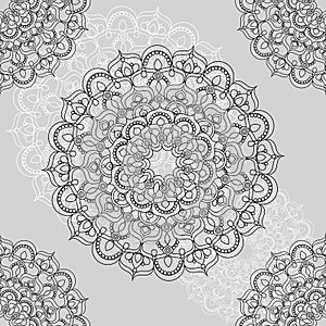Beautiful ornamental seamless pattern with mandala illusrations