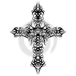 Beautiful ornate cross. Sketch vector illustration