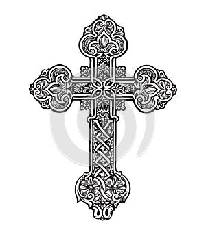 Beautiful ornate cross. Sketch vector illustration photo