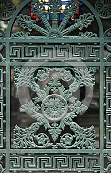 Beautiful ornate tomb door in the Pere Lachaise cemetery. Paris