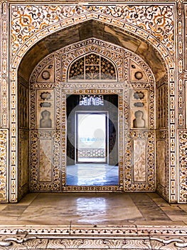 Beautiful ornated Interior of Red Fort, Agra