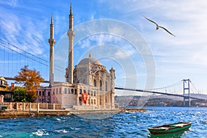 Beautiful Ortakoy Mosque in Istanbul, close view