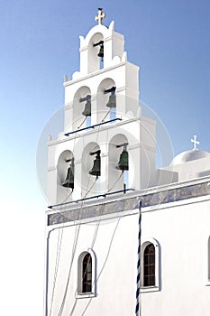 Beautiful orthodox church on Santorini, Greece. Local church in Oia village, Santorini island, Greece - Immagine photo