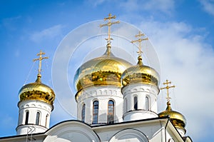 Beautiful orthodox church in small russian city