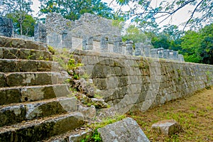 Beautiful outdoor view of Chichen Itza Mayan ruins in Mexico photo