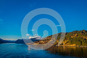Beautiful outdoor view of coastal scenes on Hurtigruten voyage