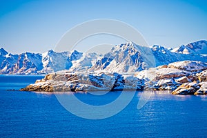 Beautiful outdoor view of snowy winter in the Arctic Circle