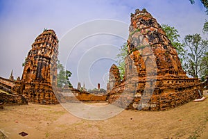 Beautiful outdoor view of Wat Pra Si Sanphet is part of the Ayutthaya historikal park. It was the holiest temple of the