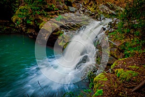 Beautiful outdoor view of waterfall at Pucon, Chile